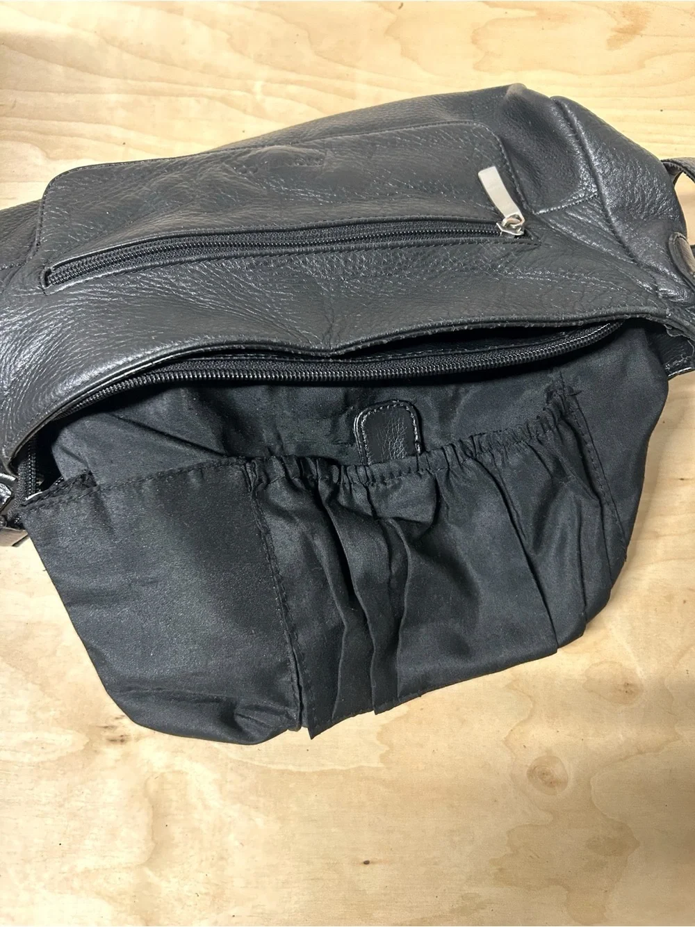 Stone & Co. Black Pebbled Leather Shoulder Bag with Silver Hardware